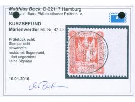 1920, 2. Mailänder Ausgabe 3 M. dunkelzinnober, rechtes Seitenrandstück, dort ungezähnt, sauber gestempelt “MARIENBURG (WESTP
