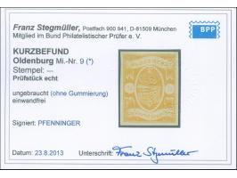 1861, ¼ Gr. dunkelgelborange, farbfrisch und allseits breitrandig, ungebraucht ohne Gummi, in tadelloser Erhaltung, sign. Pfe