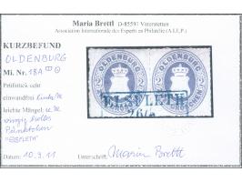 1862, 2 Gr. grauultramarin mit Durchstich 11¾ im waagerechten Paar mit klarem Rahmenstempel “ELSFLETH” in Blau, rechte Marke 