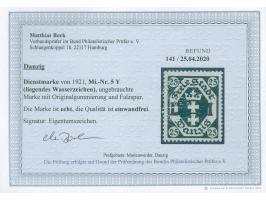 1921, Kleines Staatswappen 25 Pfg., liegendes Wasserzeichen, sauber ungebraucht, tadellos, Eigentumszeichen, Fotobefund Bock 