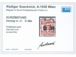 1922, Kleines Staatswappen 6 M. rotkarmin, sauber und zeitgerecht gestempelt DANZIG * 5", tadellos, Kurzbefund Soecknick BPP 