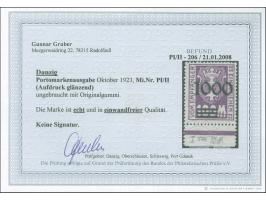 1923, Nicht ausgegeben: Kleines Wappen 1000 auf 100 M., glänzender Aufdruck, Unterrandstück, sauber ungebraucht, tadellos, Fo