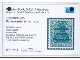 1920, Germania 5 Pfg. dunkelopalgrün, doppelter Aufdruck, sauber ungebraucht, tadellos, sign. u. a. Klein BPP, Kurzbefund Boc