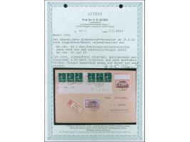 1922, Freimarken 10 Pfg. auf 10 c. dunkelopalgrün, im Unterrandsechserstreifen mit Zwischensteg und komplettem Druckdatum “D 