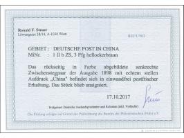 1898, Steilaufdruck 3 Pfg. hellockerbraun, senkrechtes Zwischenstegpaar, postfrisch, tadellos, unsigniert, Fotobefund Steuer 