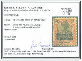 1900, Germania ohne Wz. 30 C. auf 25 Pfg. rötlichorange/gelbschwarz auf hellgelb, mit Plattenfehler VI “Anstrich des R von &n
