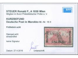 1903, Fetter Aufdruck 1 P. 25 C. auf 1 M. dunkelkarminrot, sauber gestempelt “TANGER 6/9 03”, tadellos, Kurzbefund Steuer BPP