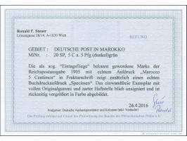 1905, Fraktur-Aufdruck 5 C. auf 5 Pfg. grün, mit Aufdruck “Specimen”, sauber ungebraucht, tadellos, Fotobefund Steuer BPP (20