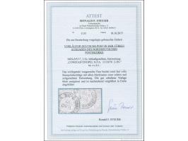 1870, Ziffer im Kreis 2 Kr. lebhaftgraublau, waagerechtes Paar, sauber gestempelt “CONSTANTINOPEL N.P.A. 11/10/70”, tadellos,