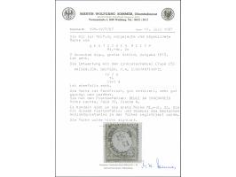 1872, Großer Schild 2 Gr. grauultramarin, mit Plattenfehler “Beule im Innenkreis unter T von Post” (Feld 9), sauber gestempel