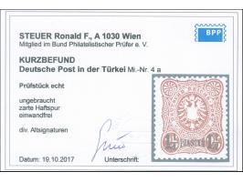 1884, Aufdruck auf Pfennig 1 ¼ Pia. auf 25 Pfg. mittelgelbbraun, sauber ungebraucht, tadellos, sign. u. a. Bothe, Kurzbefund 