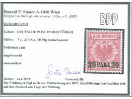 1889, Krone/Adler 20 Pa. auf 10 Pfg. dunkelrosarot, sauber ungebraucht, tadellos, sign. u. a. Wiegand BPP, Kurzbefund Steuer 