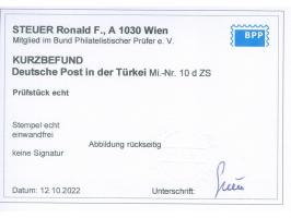 1889, Krone/Adler 2 ½ Pia. auf 50 Pfg. lebhaftrötlichbraun, senkrechtes Zwischenstegpaar, sauber gestempelt “CONSTANTINOPEL 1