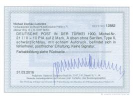 1900, Germania 10 Pia. auf 2 M. schwärzlichblau, Urmarkentype II, postfrisch, tadellos, unsigniert, Fotobefund Jäschke-L. BPP