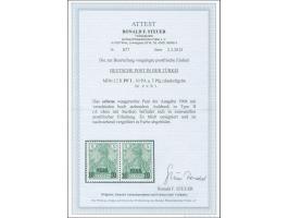 1902/04, Aufdrucktype II 10 P. auf 5 Pfg. dunkelgrün, waagerechtes Paar mit verschieden hoch stehendem Aufdruck, postfrisch, 