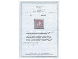 1873, 70 Kr. rotlila, Bogenfeld 3, farbfrisch, allseits breitrandig geschnitten mit schöner Wappenprägung, mit allseits sicht