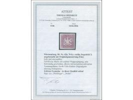 1873, 70 Kr. rotlila, Bogenfeld 3, farbfrisch, allseits breitrandig geschnitten mit schöner Wappenprägung, mit allseits volls