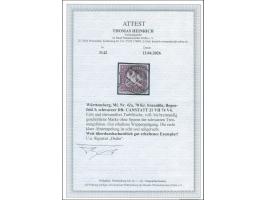 1873, 70 Kr. braunlila, Bogenfeld 2, farbfrisch, voll- bis breitrandig geschnitten, mit gut erkennbarer Wappenprägung, sauber