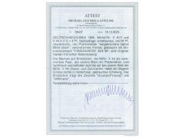 1888, Pfennig 50 Pfg. oliv, mit Plattenfehler „aufgebrochene Spitze Mitte oben“ im verbreiterten Format im senkrechten Paar m
