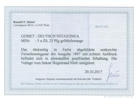 1897, Aufdruckausgabe 25 Pfg. gelblichorange, senkrechtes Zwischenstegpaar mit linkem Seitenrand, postfrisch, tadellos, unsig