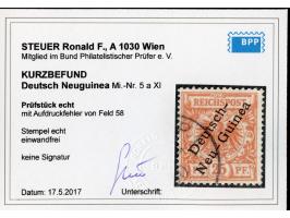 1897, Aufdruckausgabe 25 Pfg. gelblichorange, mit Aufdruckfehler “senkrechter Strich des h in Deutsch sehr dünn” (Aufdruckfel