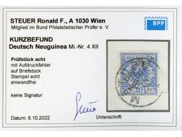 1897, Aufdruckausgabe 20 Pfg. violettultramarin, mit Aufdruckfehler “c in Deutsch verstümmelt” (Aufdruckfeld 60), sauber gest