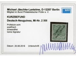 1897, Aufdruckausgabe 5 Pfg. dunkelopalgrün, mit Aufdruckfehler “zweites e in Neu-Guinea offen" (Aufdruckfeld 67), postfrisch