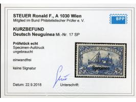 1900/01, Kaiseryacht ohne Wz. 2 M. schwärzlichblau, mit Aufdruck “Specimen”, sauber ungebraucht, tadellos, Kurzbefund Steuer 