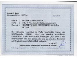 1900/01, Kaiseryacht ohne Wz. 40 Pfg. dunkelrötlichkarmin/schwarz, mit Plattenfehler “Linie unter rechter Wertangabe 40 durch