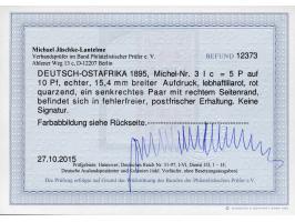 1893, waagerechter Aufdruck 15,4 mm breit 5 P. auf 10 Pfg. lebhaftlilarot, senkrechtes Paar mit rechtem Seitenrand, postfrisc