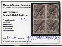1896, diagonaler Aufdruck 2 P. auf 3 Pfg. mittelbraun, Viererblock, postfrisch, tadellos, unsigniert, Kurzbefund Jäschke-L. B