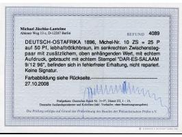 1896, diagonaler Aufdruck 25 P. auf 50 Pfg. lebhaftrötlichbraun, senkrechtes Zwischenstegpaar mit zusätzlicher Marke oben, sa
