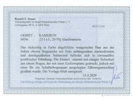 1905/19, Kaiseryacht mit Wz. Friedensdruck 20 Pfg. lilaultramarin, waagerechtes Oberrandpaar, links mit Leerfeld in Markengrö