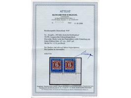 1949, 100 Jahre deutsche Briefmarken 30 Pfg., waagerechtes Paar aus der rechten unteren Bogenecke, mit Plattenfehler “weiße E