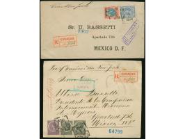 1903/05, Two registered covers showing different postage rates 35 c. and 45 c. via New York to Mexico, one ms. “pr. ‘Caracas’