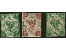 1859, 2 Sch braun und 4 Sch. dunkelgrün, beide farbfrisch und voll- bis breitrandig, sauber gestempelt. Rückseitig kleine Ste
