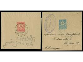 1902, Wrapper stationery 20 pa. red and 1 pia. blue used. 1 pia. cancelled barred P.I.O. with arrival mark Dresden 17.3.05 on