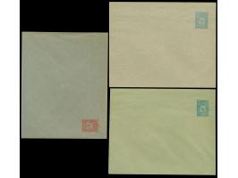 1905, Three postal stationery envelopes, 20 pa. and 1 pia., unused, fine (isfila cat. value 200€) (Isfila AN75, AN77-78)