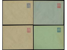 1901, Four postal stationery envelopes, 20 pa. and 1 pia., unused, tiny crease, otherwise fine (isfila cat. value 200€) (Isfi