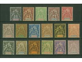 1904/07, Complete set of 17 stamps up to 5 fr. violet and grey, unused, very fine
