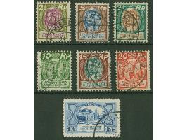 1924/25, Winzer 2½ Rp bis 20 Rp und Weißes Haus 1½ Fr schwärzlichultramarin, kompletter Satz von sechs Werten und Freimarke s