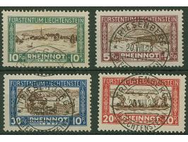1928, Rheinnot kompletter Satz von vier Werten und sehr sauber gestempelt in guter Zähnung.
