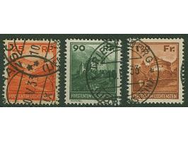 1933, Landschaften 25 Rp bis 1,20 Fr schwarzbraunorange, kompletter Satz von drei Werten, gez. 14½, sauber gestempelt, tadell