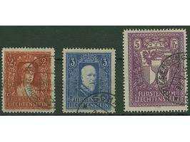 1933, Fürstin Elsa, Fürst Franz I und Landeswappen, kompletter Satz von drei Werten, gez. 12½, je sauber gestempelt, tadellos