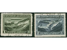 1931, LZ127 Zeppelin 1 Fr und  2 Fr je mit seltenem schwarzem Tagesstempel entwertet. Fotoattest Rupp (1986)
