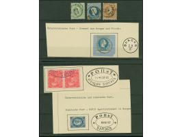 1882/85, "ROPIT BURGAS", zwei verschiedene Stempel der russischen Levantepost auf 7 kop. blau und Österr. 2x20 pa. rosakarmin