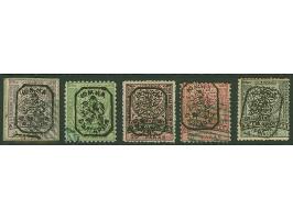 1885, Set of five mint and used stamps with overprint Type I, usual perf, 1 pia. gum spots, otherwise fine, signed Fulpius, K