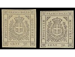 1859, Prov. Government two stamps 20 C. lilac and blue-violet, unused with large part original gum, both good margins, fine a