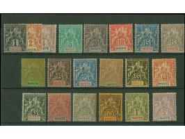 1892/1907, Two complete sets allegory up to 5 fr. violet, all unused anf fine.
