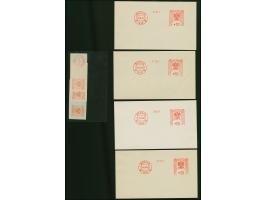 1926/33, meter mark proof strikes, 2 different designs of Warzaw (5,10 and 20 h.) on small pieces and Bedzin (5,10,30 and 60 